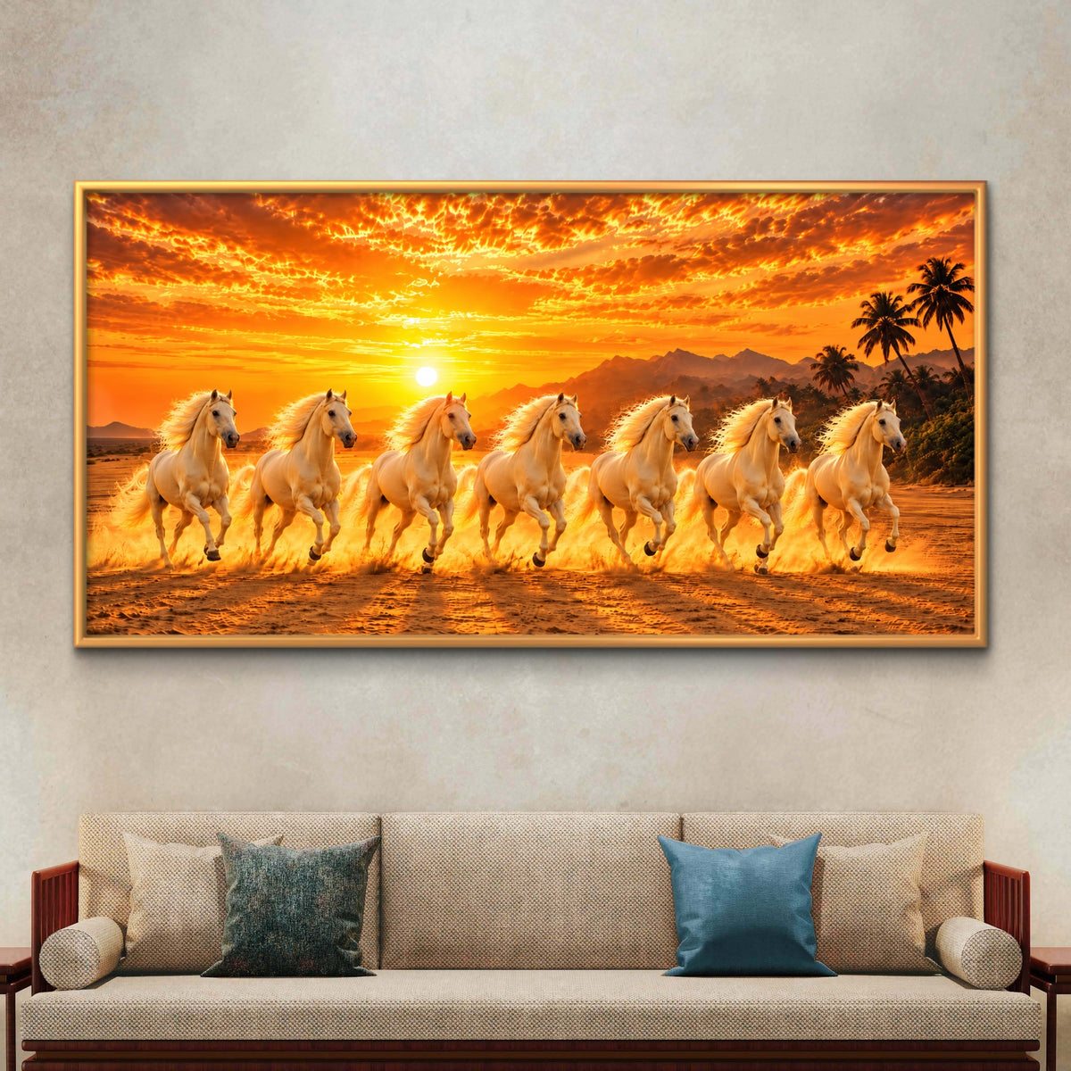 Seven Horses Premium Canvas Painting - Buy Online | Decor By Neon