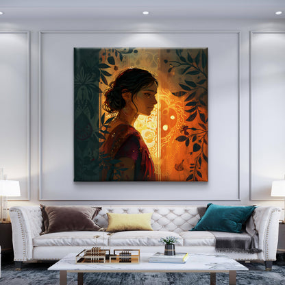 Dusk in Her Eyes Premium Canvas Wall Painting