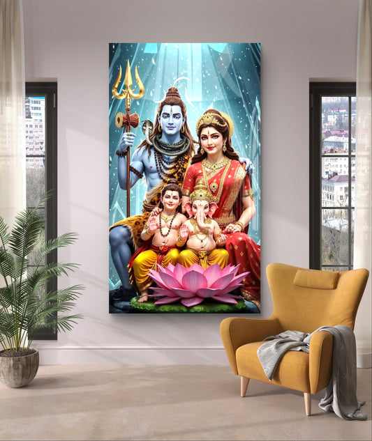 Shiva Parivaar Premium Acrylic Wall Art for Home & Temple Decor