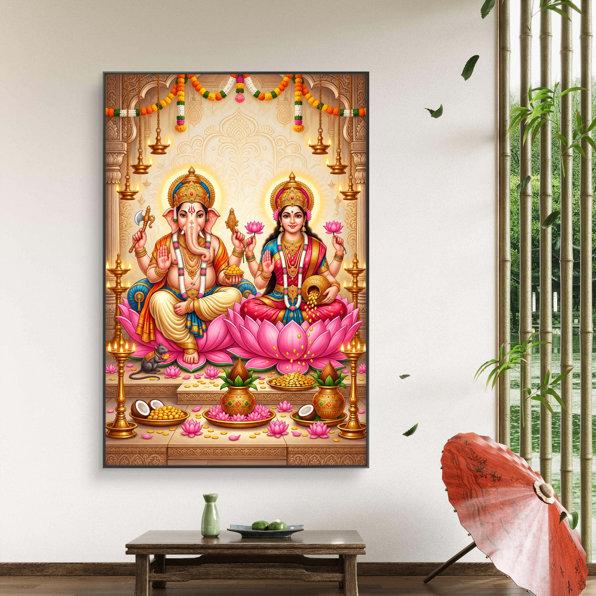 Ganesh Lakshmi Ji Premium Canvas Painting - Buy Online | Decor By Neon