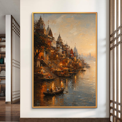 Banaras Ghat Premium Canvas Painting