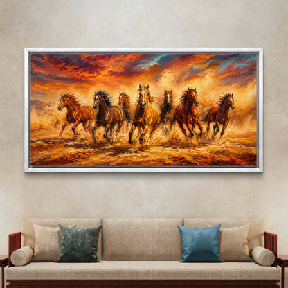 Seven Horses Premium Canvas Painting