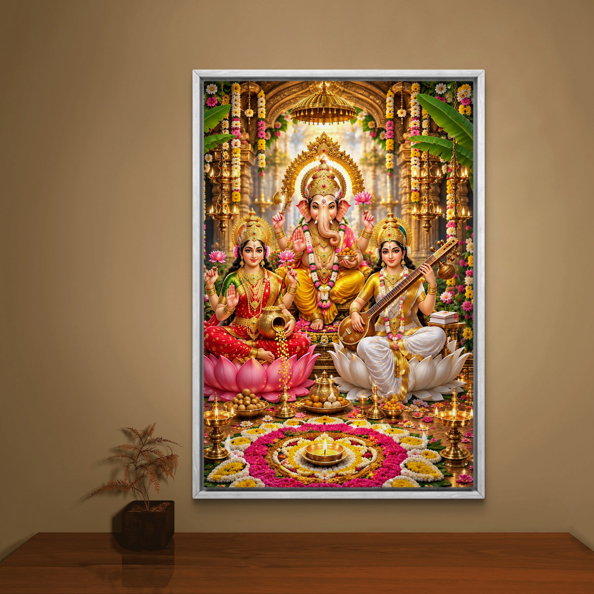 Ganesh Lakshmi Ji Premium Canvas Painting - Buy Online | Decor By Neon