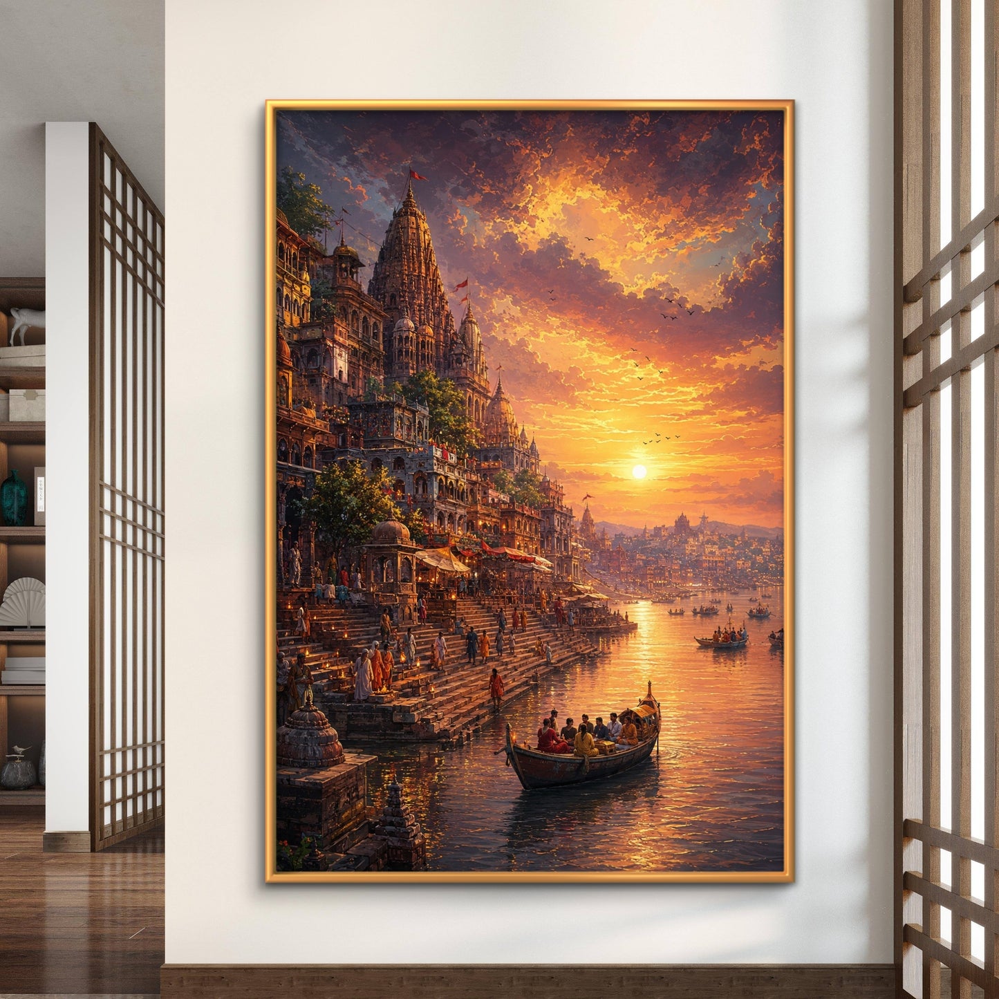 Banaras Ghat Premium Canvas Painting - Buy Online | Decor By Neon