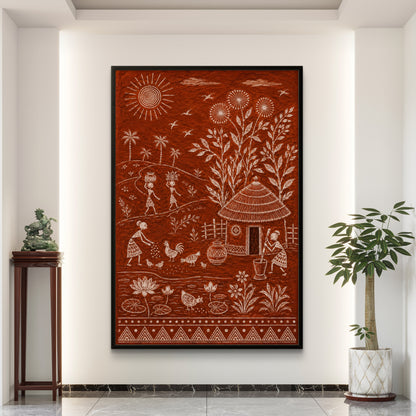 Warli Art Premium Canvas Painting