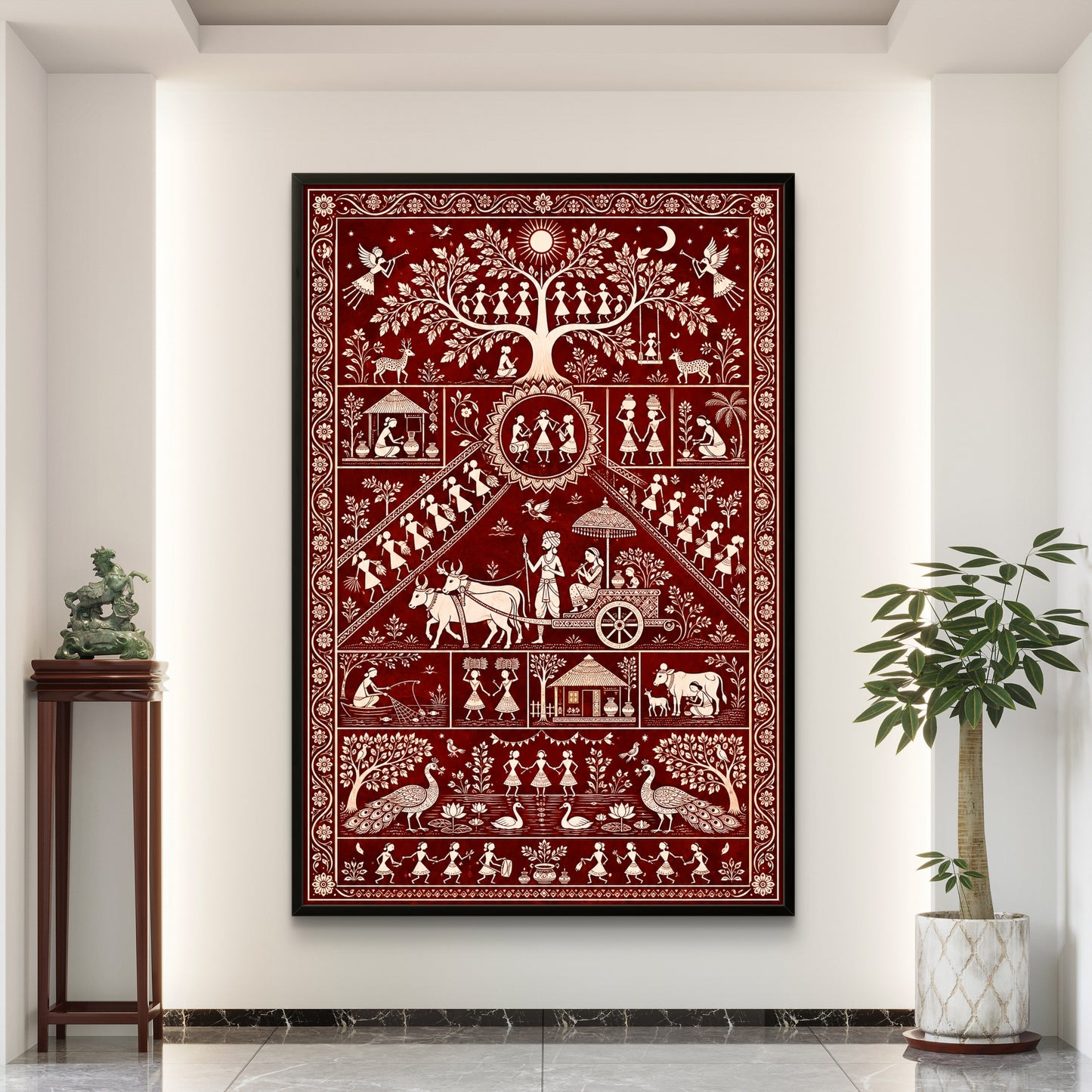 Warli Art Premium Canvas Painting - Buy Online | Decor By Neon