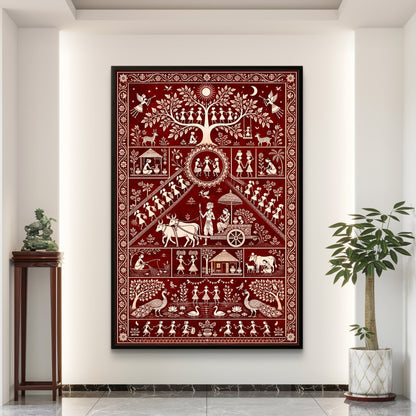 Warli Art Premium Canvas Painting