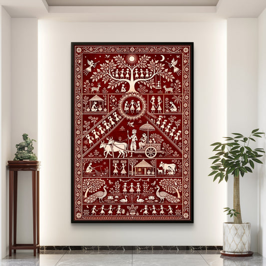 Warli Art Premium Canvas Painting - Canvas Wall Art | Decor By Neon