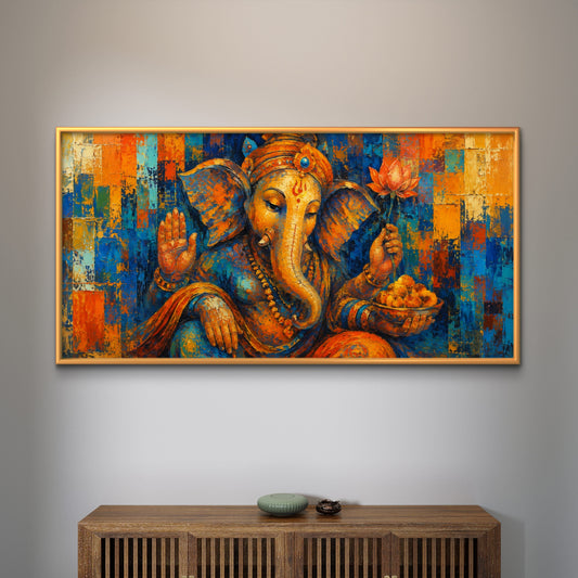 Lord Ganesha Premium Canvas Painting - Premium Wall Art | Decor By Neon