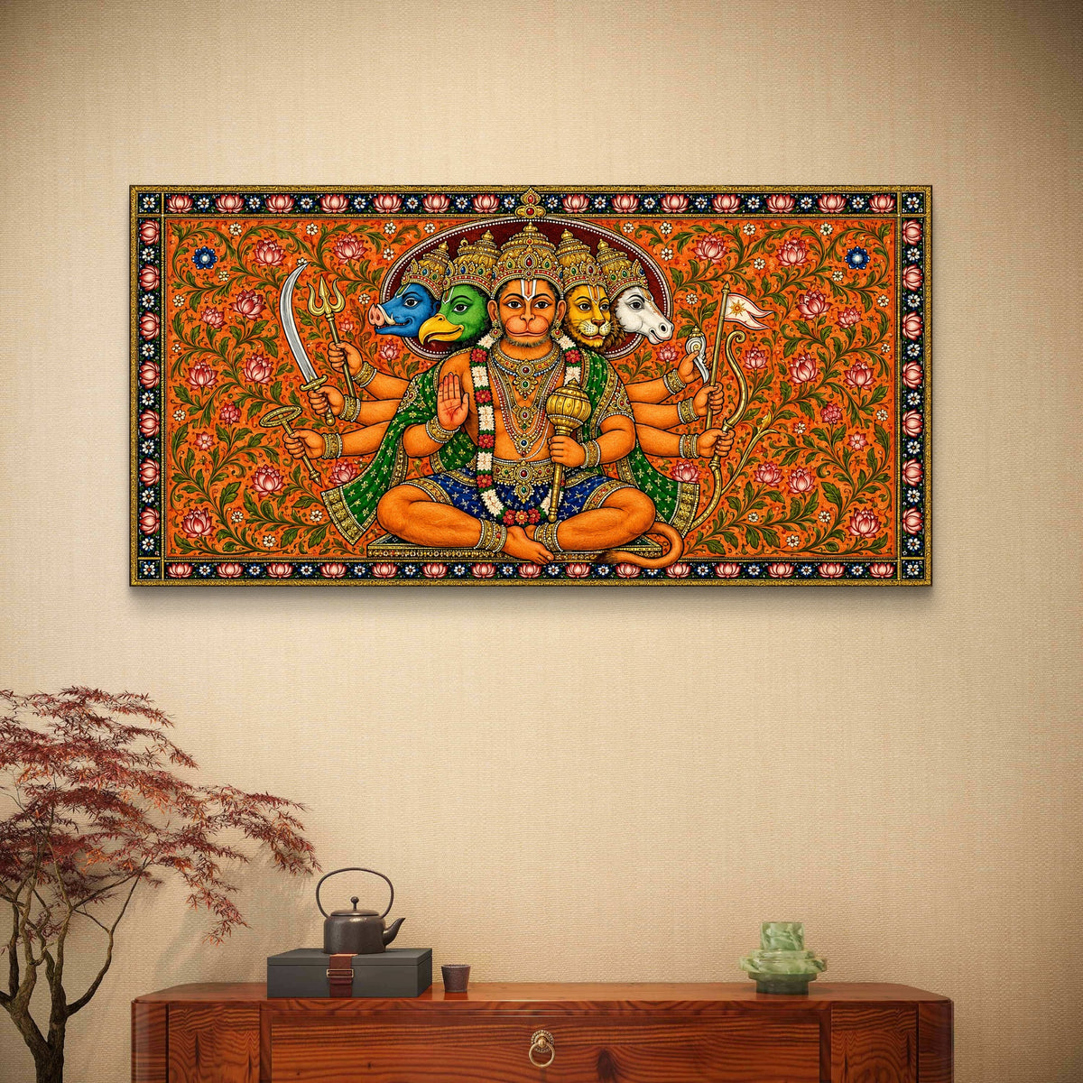 Panchmukhi Hanuman Ji Premium Canvas Painting - Buy Online | Decor By Neon