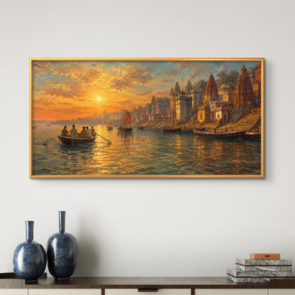 Banaras Ghat Premium Canvas Painting