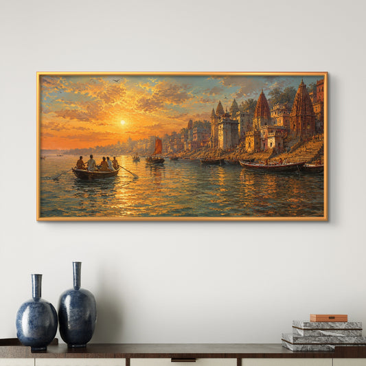 Banaras Ghat Premium Canvas Painting - Premium Wall Art | Decor By Neon