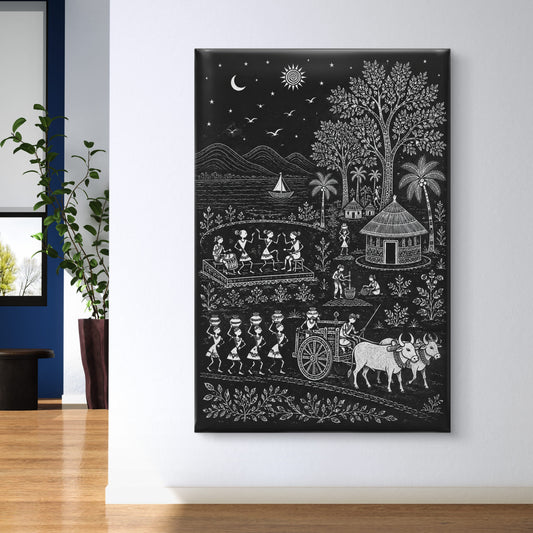 Warli Art Premium Canvas Painting - Premium Wall Art | Decor By Neon