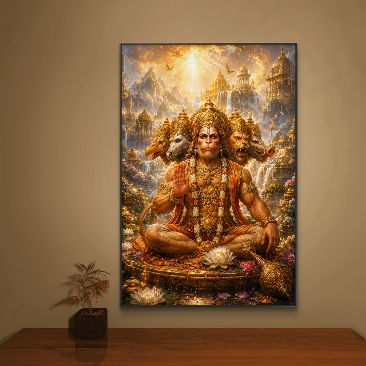 Panchmukhi Hanuman Ji Premium Canvas Painting - Buy Online | Decor By Neon