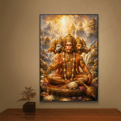 Panchmukhi Hanuman Ji Premium Canvas Painting
