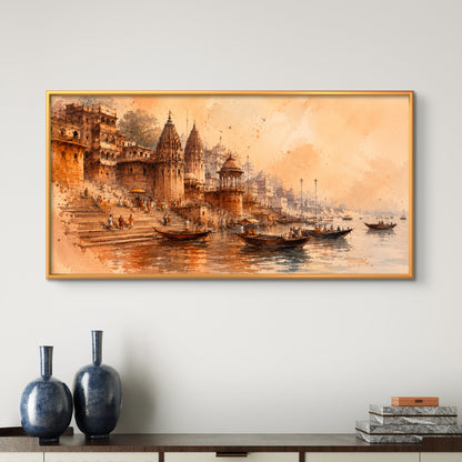 Banaras Ghat Premium Canvas Painting