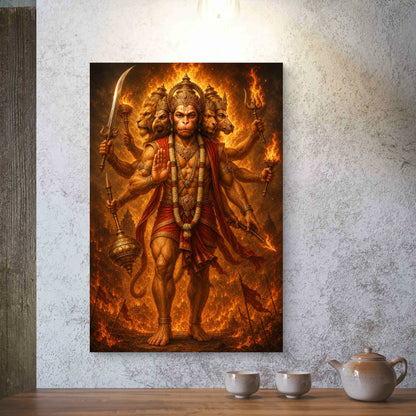 Panchmukhi Hanuman Ji Premium Canvas Painting