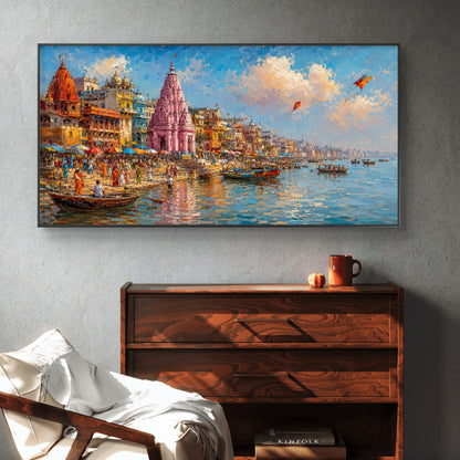 Banaras Ghat Premium Canvas Painting