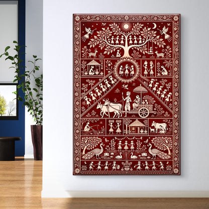 Warli Art Premium Canvas Painting