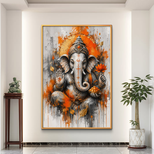 Lord Ganesha Premium Canvas Painting - Premium Wall Art | Decor By Neon