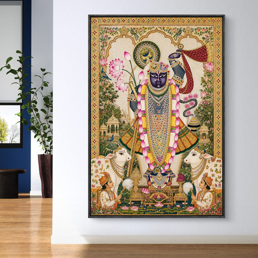 Traditional Pichwai Shrinathji Premium Canvas Painting - Canvas Wall Art | Decor By Neon