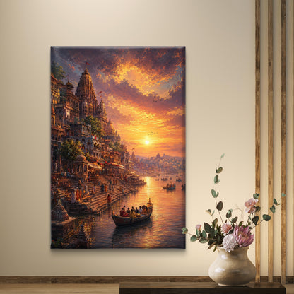 Banaras Ghat Premium Canvas Painting
