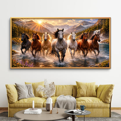 Seven Horses Premium Canvas Painting