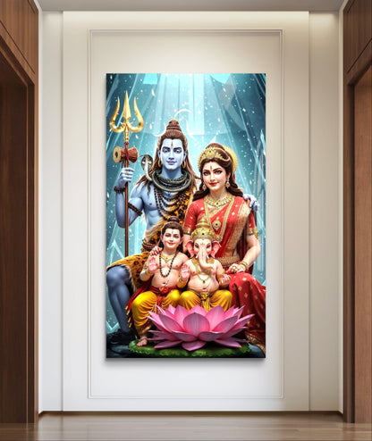 Shiva Parivaar Premium Acrylic Wall Art for Home & Temple Decor