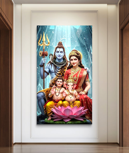 Shiva Parivaar Premium Acrylic Wall Art for Home & Temple Decor