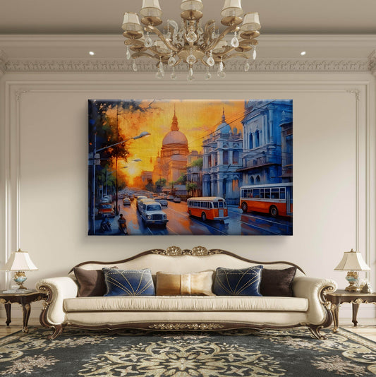 Retro Streetscape Premium Canvas Wall Painting