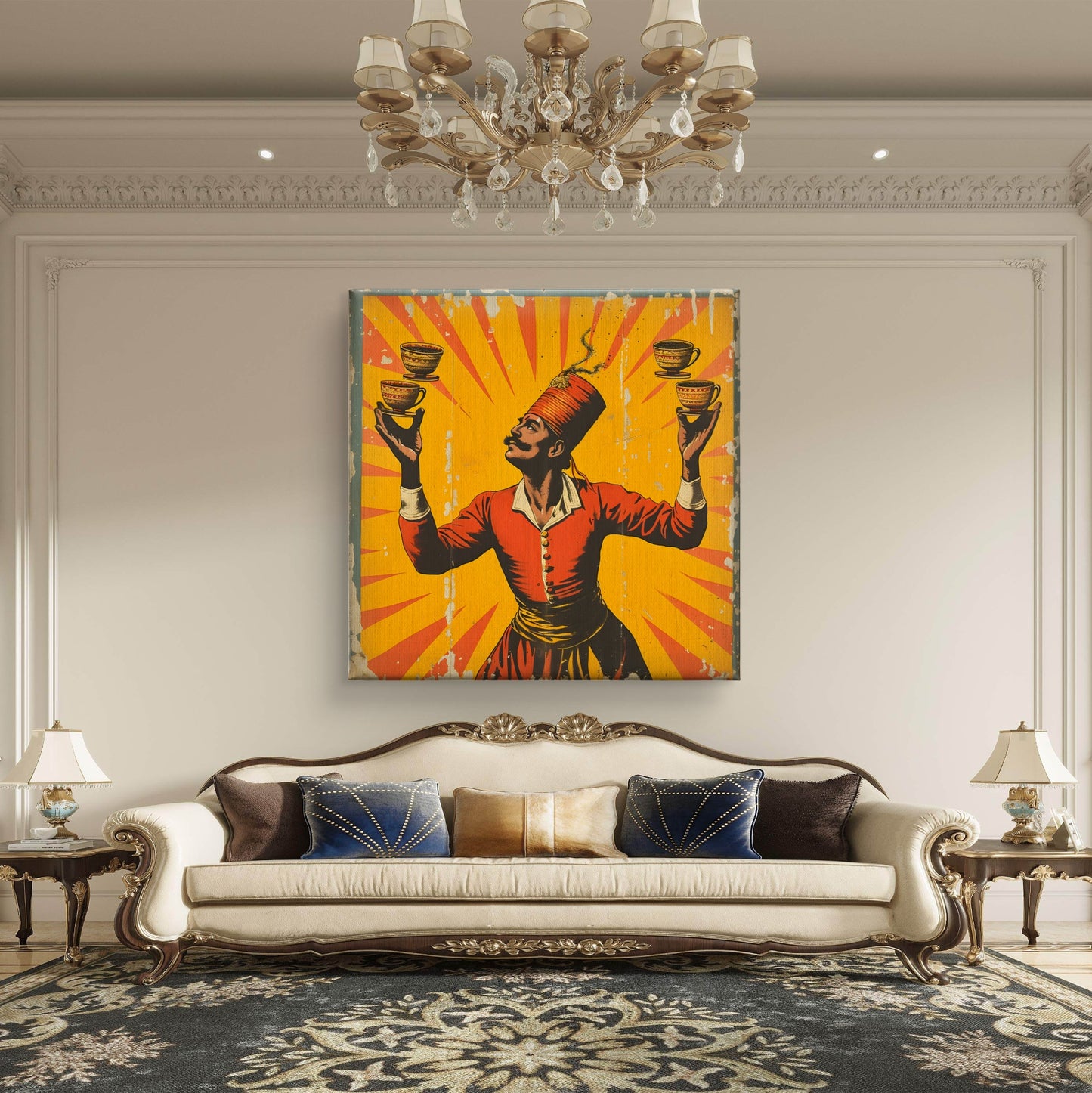 Chai Juggler Premium Canvas Wall Painting - Buy Online | Decor By Neon