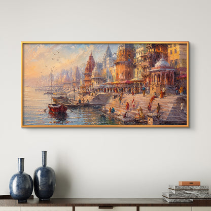 Banaras Ghat Premium Canvas Painting