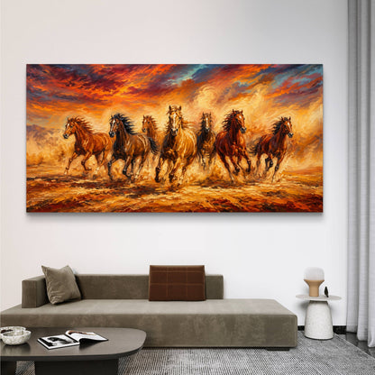 Seven Horses Premium Canvas Painting