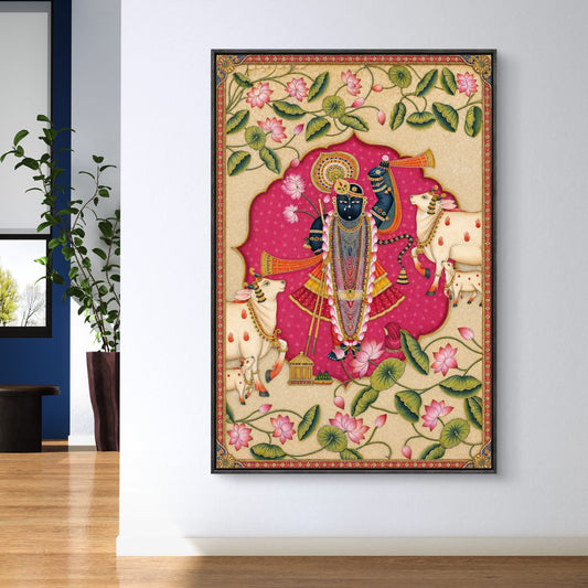 Traditional Pichwai Shrinathji Premium Canvas Painting - Canvas Wall Art | Decor By Neon