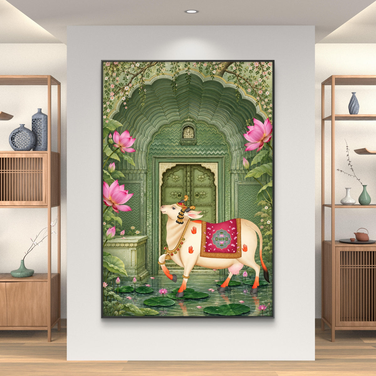 Traditional Pichwai Kamdhenu Cow Premium Canvas Painting - Buy Online | Decor By Neon