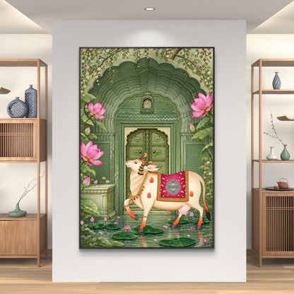 Traditional Pichwai Kamdhenu Cow Premium Canvas Painting