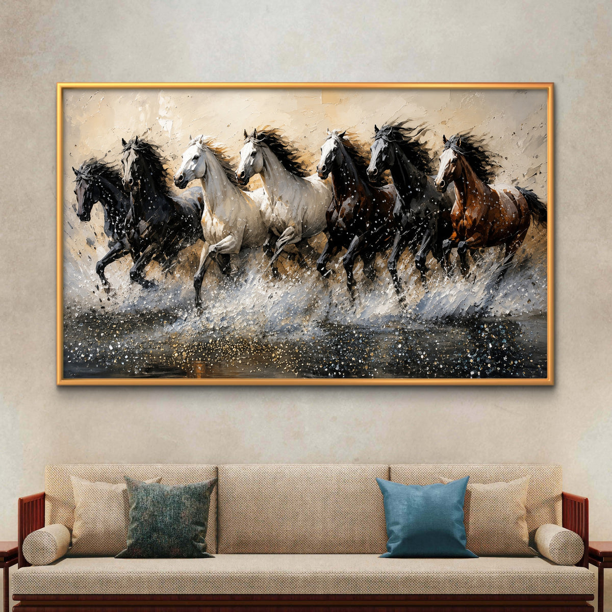 Seven Horses Premium Canvas Painting - Buy Online | Decor By Neon