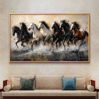 Seven Horses Premium Canvas Painting