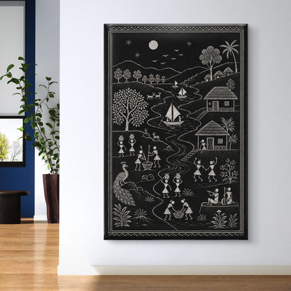 Warli Art Premium Canvas Painting
