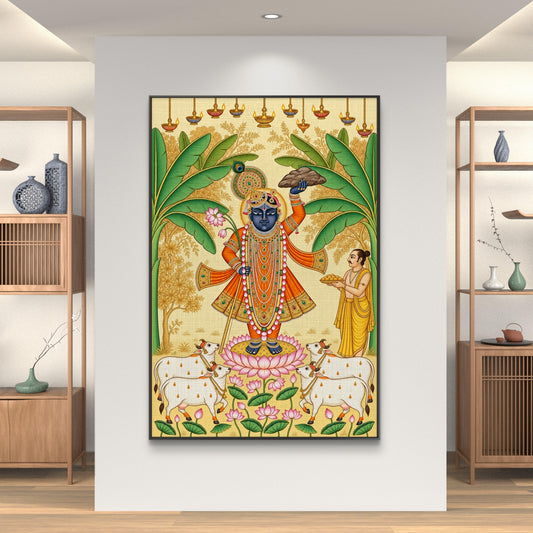 Traditional Pichwai Shrinathji Premium Canvas Painting - Canvas Wall Art | Decor By Neon