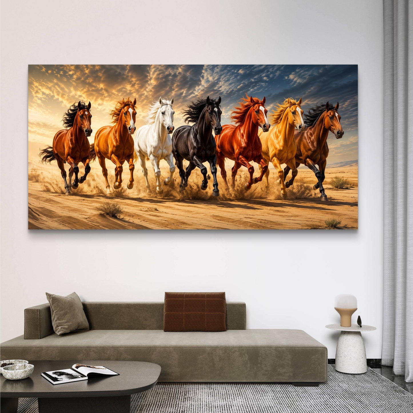 Seven Horses Premium Canvas Painting - Buy Online | Decor By Neon