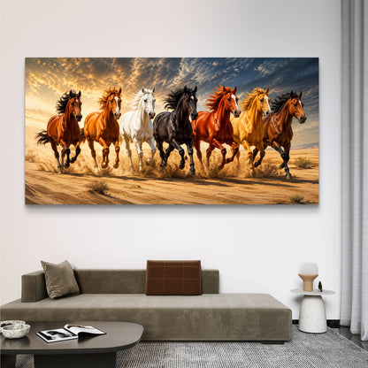 Seven Horses Premium Canvas Painting
