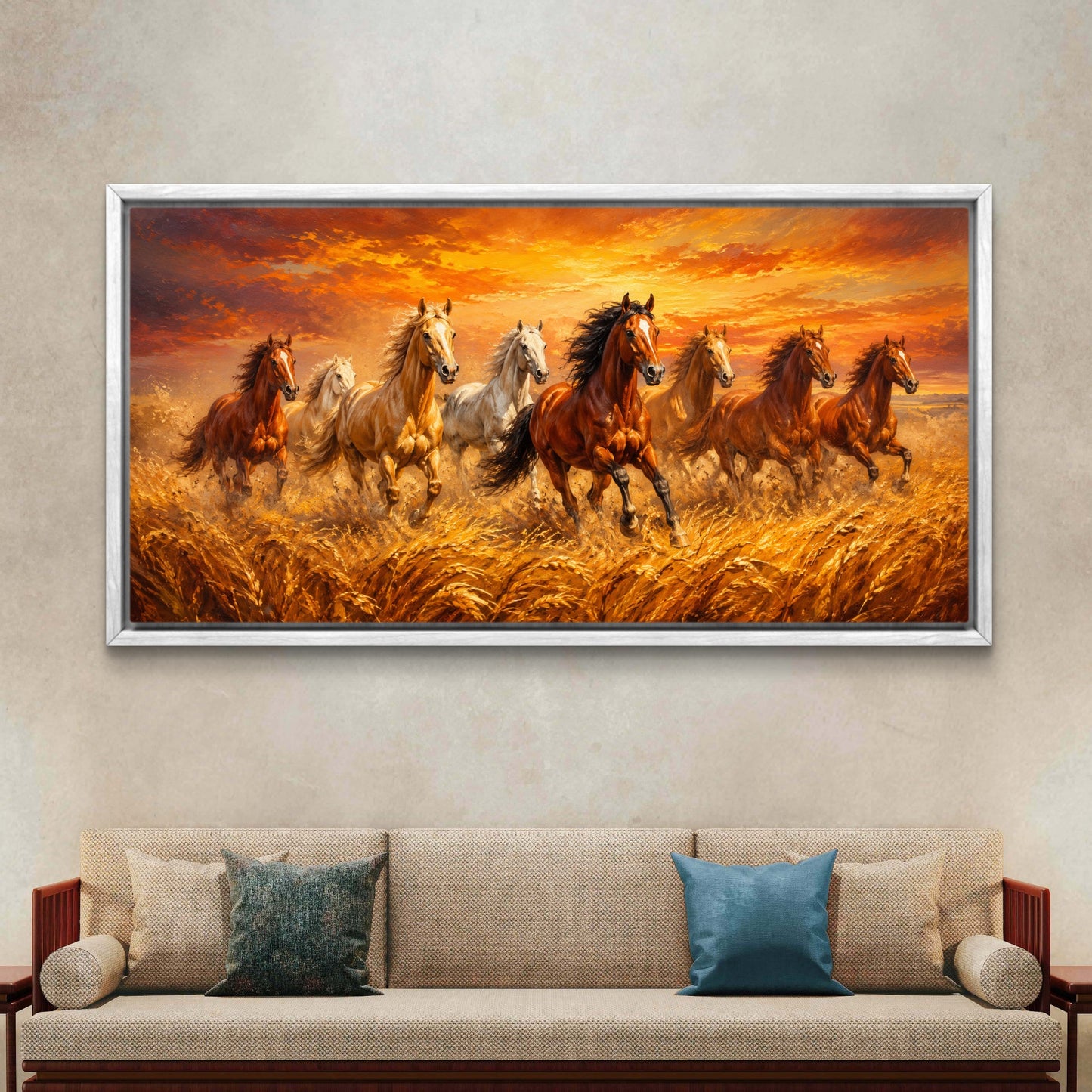 Seven Horses Premium Canvas Painting - Buy Online | Decor By Neon