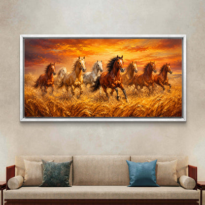 Seven Horses Premium Canvas Painting