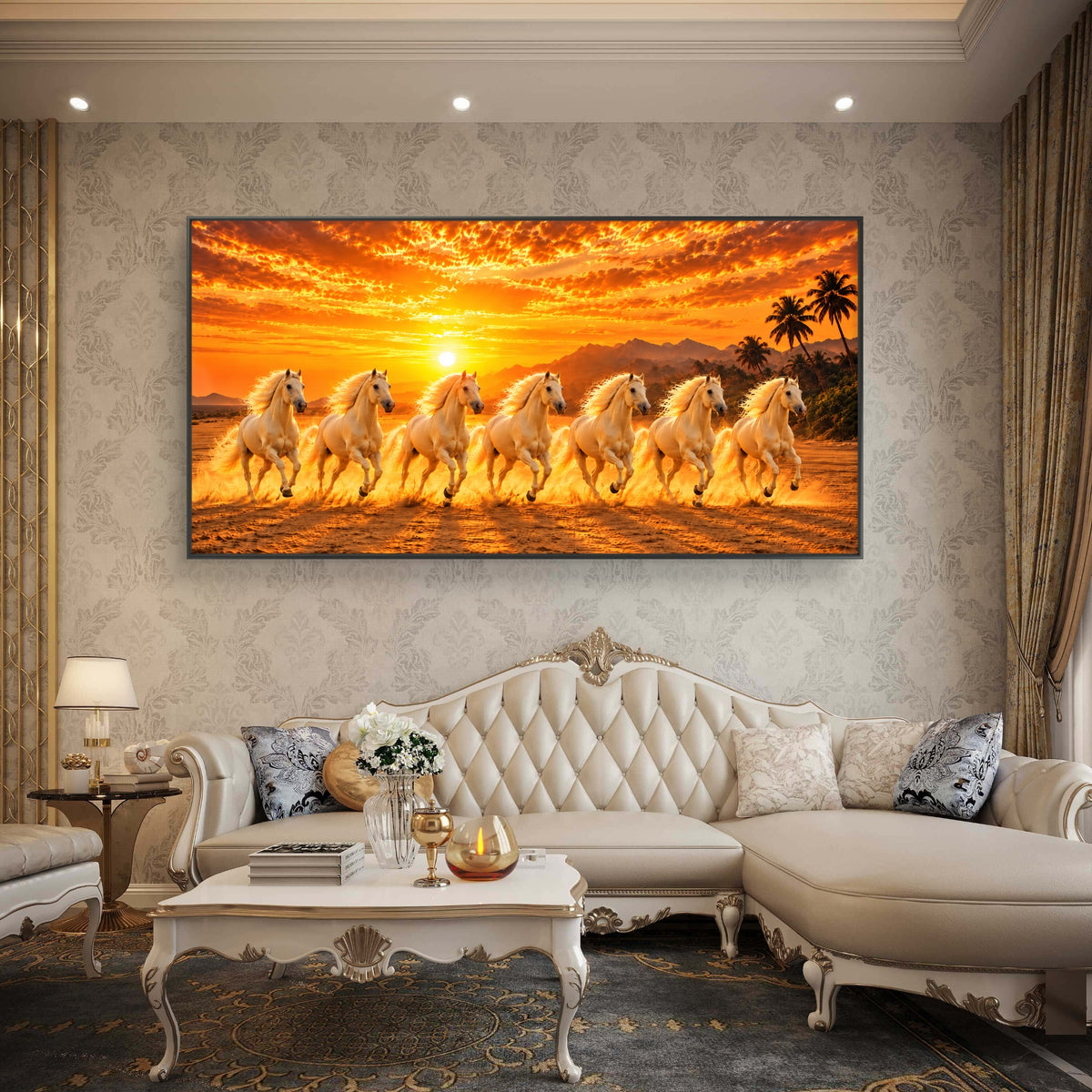 Seven Horses Premium Canvas Painting - Buy Online | Decor By Neon