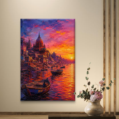 Banaras Ghat Premium Canvas Painting