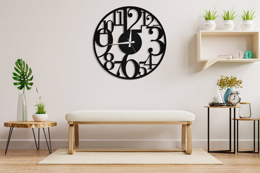 Minimalist Circular Numeric Metal Wall Clock, Modern Circular Black Metal Wall Clock, Wall Art, Silent Clock