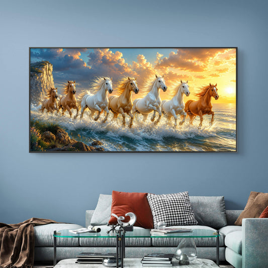Seven Horses Premium Canvas Painting - Canvas Wall Art | Decor By Neon