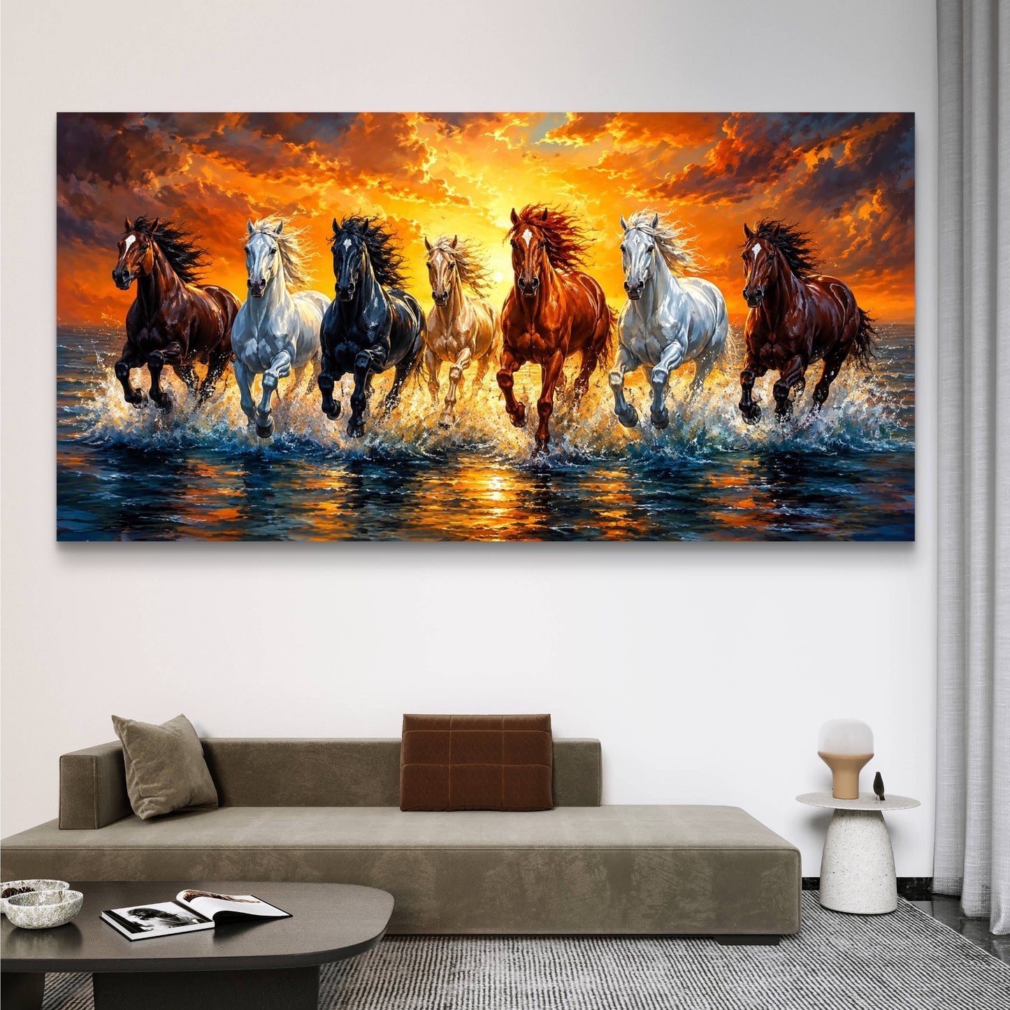 Seven Horses Premium Canvas Painting - Buy Online | Decor By Neon