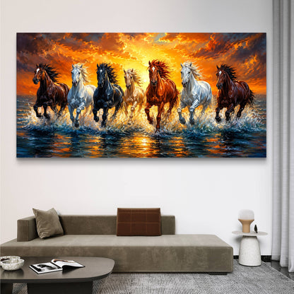 Seven Horses Premium Canvas Painting